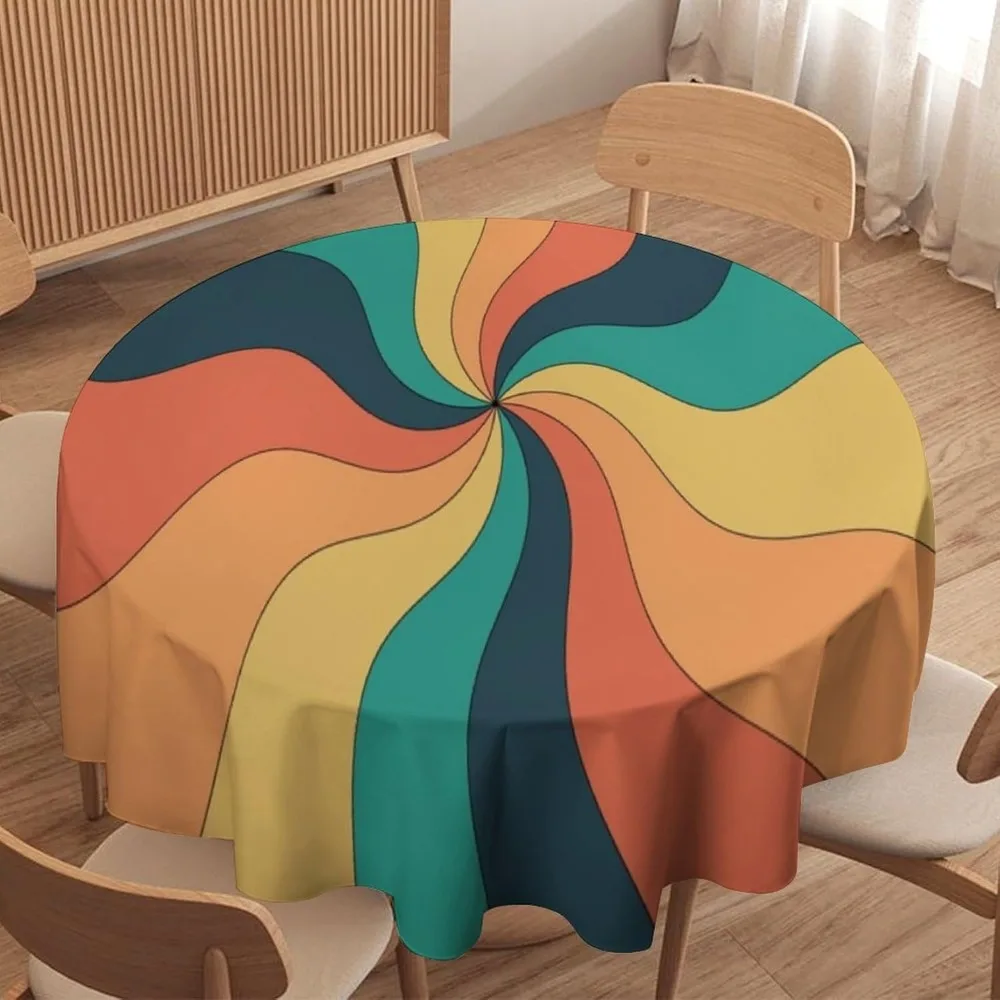 Century Textile & Sewing Supply By Owner - Retro Groovy Swirl Round Tablecloth Abstract