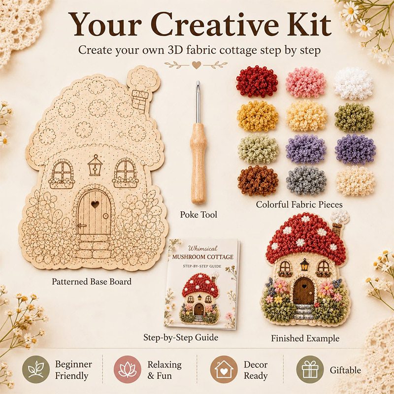 3D Mushroom House Poke Art DIY - огляд і ціна Sewing Art
