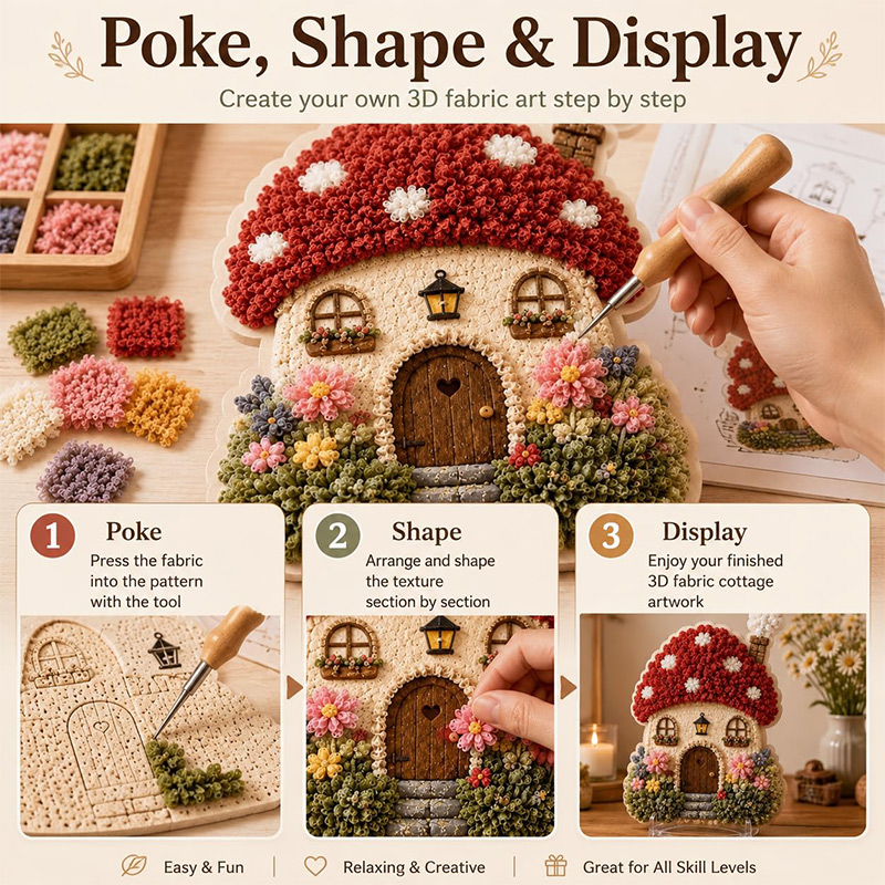 3D Mushroom House Poke Art DIY - огляд і ціна Sewing Art